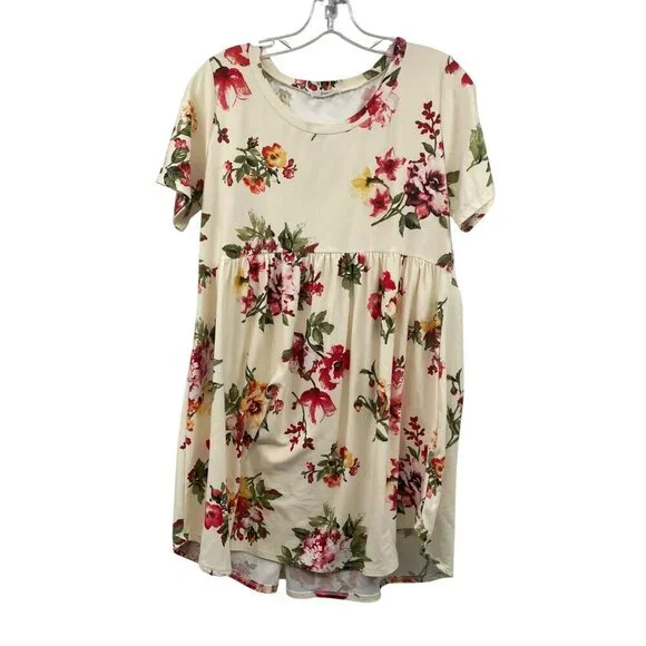 Jodifl Womens Floral Babydoll Dress Short Sleeve Multicolor Size Medium - Picture 1 of 9